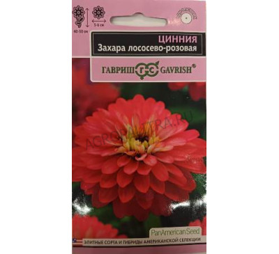 Цинния Захара лососево-розовая, 5 шт., Гавриш